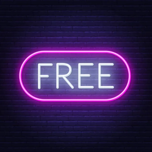Signe néon gratuit sur fond sombre . — Image vectorielle