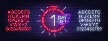 Bir günlük neon ışığı kaldı. Geri sayım şablonu.