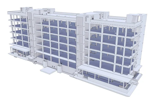 The model of monolithic frame of the building — Stock Image Model Monolithic Frame Building Stock Picture