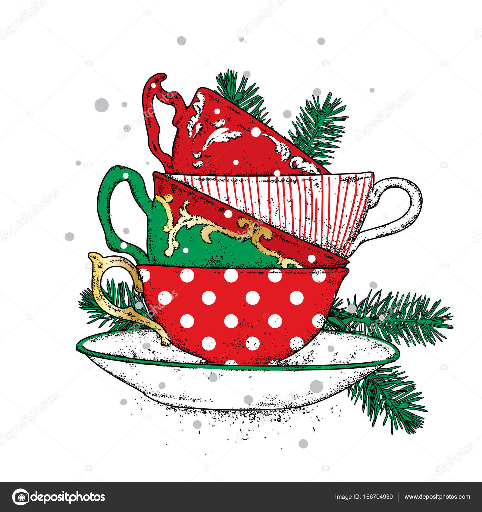 Download Stack Multi Colored Vintage Cups Christmas Balls Vector ...