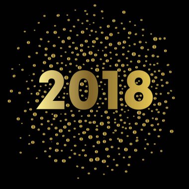 Bir kartpostal, afiş veya el ilanı 2018 yıl için hazır tasarım. Yeni yıl ve Noel. Tatil indirimler ve satış. Vektör çizim. Şeker ve çok renkli parıldıyor.