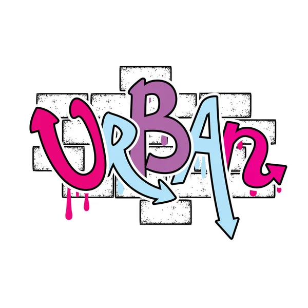 Inskriptionen ”Urban” görs i form av graffiti. Vektorillustration. Gata kultur. — Stock vektor