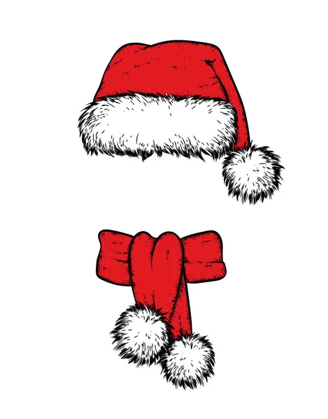 Christmas Hat Scarf Vector Illustration Postcard Poster Santa s