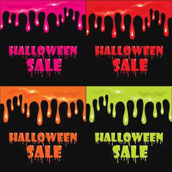 Das fertige Plakatdesign des "halloween sale" -Banners. Vektorabbildung mit einem Blut- oder Schleimfluss. — Stockvektor