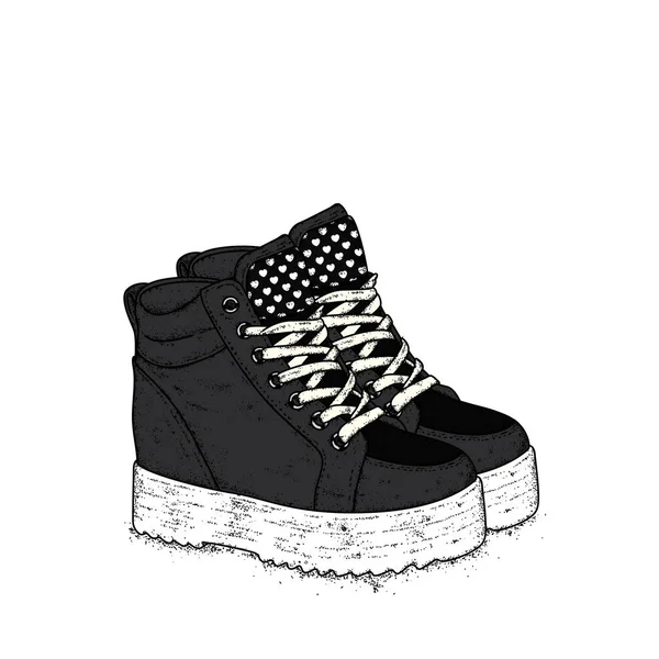 Vackra kvinnors sneakers. Snygga skor. Vektorillustration. & Klädstil. — Stock vektor