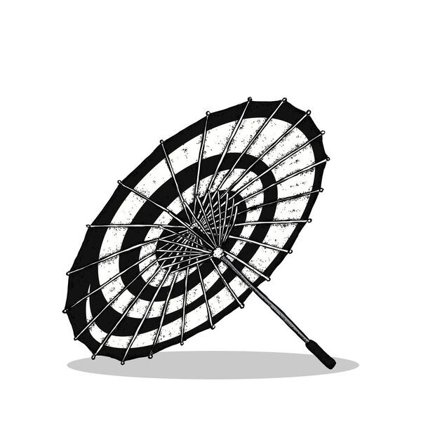 Красивый японский зонтик. Векторная иллюстрация для открытки или плаката. Восток и Азию. Китай и Япония. Мода, стиль и путешествия
.