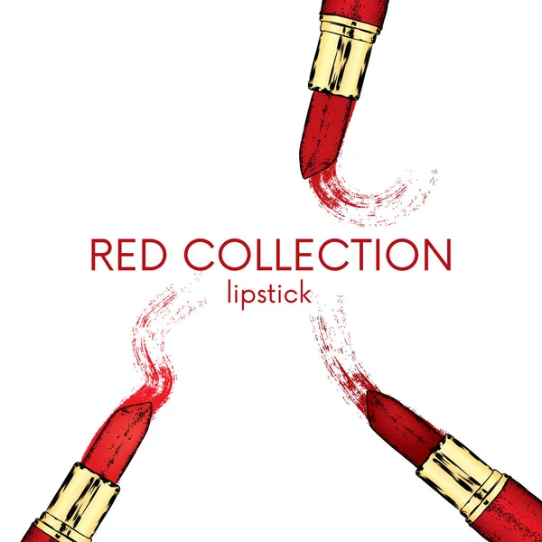 Bir dizi farklı tonları üç ruj. Vektör çizim için bir kartpostal veya bir poster. Hazır reklam kavramı.