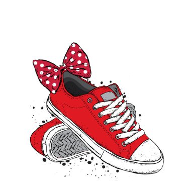 Şık spor ayakkabıları. Vektör çizim bir kartpostal veya poster için.