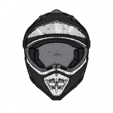 Güzel motosiklet kask. Vektör çizim bir kartpostal, poster ya da baskı için elbise için. Safkan köpek yavrusu. Motosiklet. Spor.