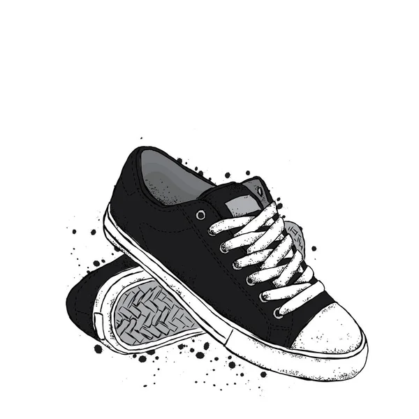 Stylish sneakers. Vector illustration for a postcard or a poster. — Stock Vector