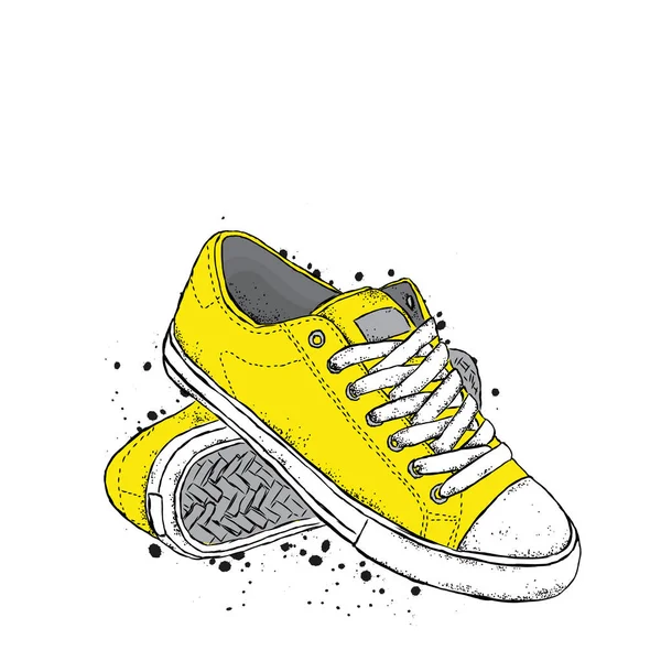 Stylish sneakers. Vector illustration for a postcard or a poster. — Stock Vector