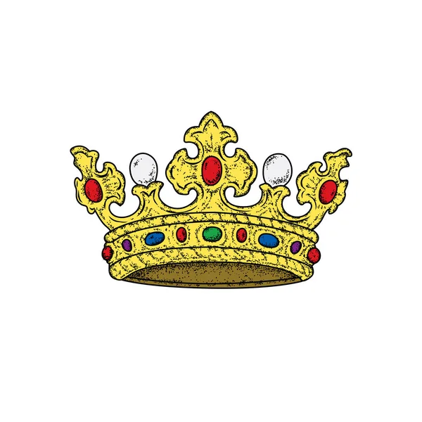 Vackra royal crown. Vektorillustration för ett vykort eller en affisch, Skriv ut kläder. & Klädstil. Vintage, retro. — Stock vektor