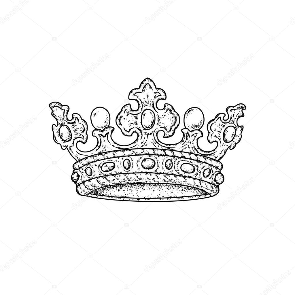 Beautiful royal crown. Vector illustration for a postcard or a poster, print for clothes. Fashion & Style. Vintage, retro.