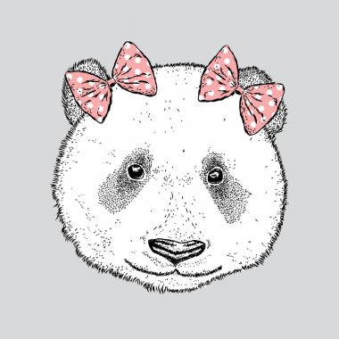 İki yay ile güzel bir panda. Vektör çizim.