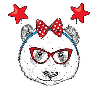 Yıldız ile şenlikli Halka'da komik panda. Vektör çizim bir kartpostal veya poster için.