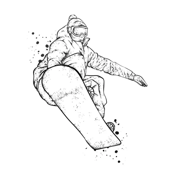 Uno snowboarder in abiti colorati. Illustrazione vettoriale. Sport, sport estremi, attività all'aria aperta . — Vettoriale Stock