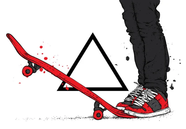 Elegante Patinador Jeans Zapatillas Deportivas Patineta Ilustración Vectorial Para Una — Archivo Imágenes Vectoriales