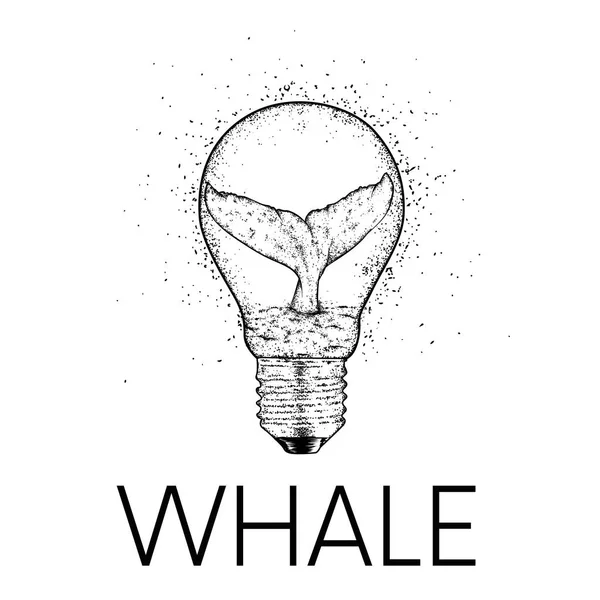 Una Balena Che Tuffa Acqua Illustrazione Vettoriale Una Cartolina Poster — Vettoriale Stock