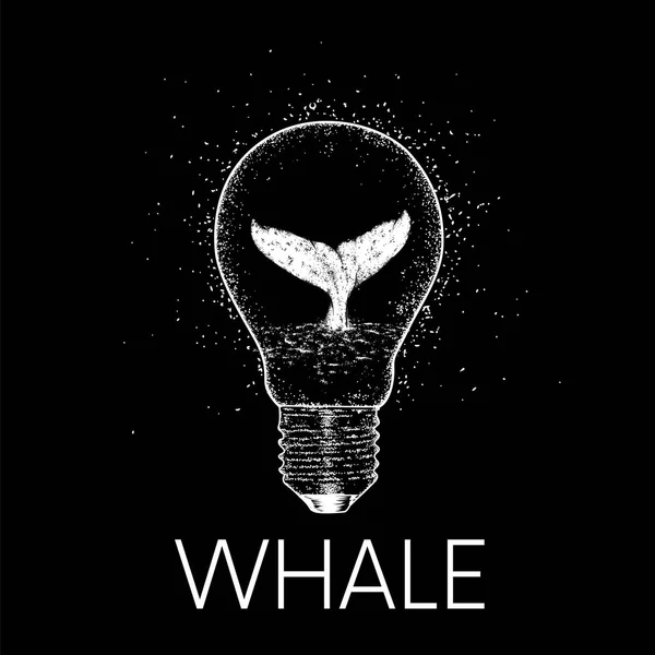 Wieloryb Skakanie Wody Ilustracja Wektorowa Pocztówka Lub Plakat Nadruk Odzieży — Wektor stockowy