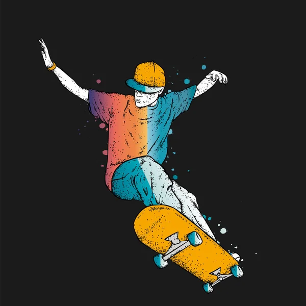 Stijlvolle Skater Jeans Sneakers Skateboard Vector Illustratie Voor Een Ansichtkaart — Stockvector