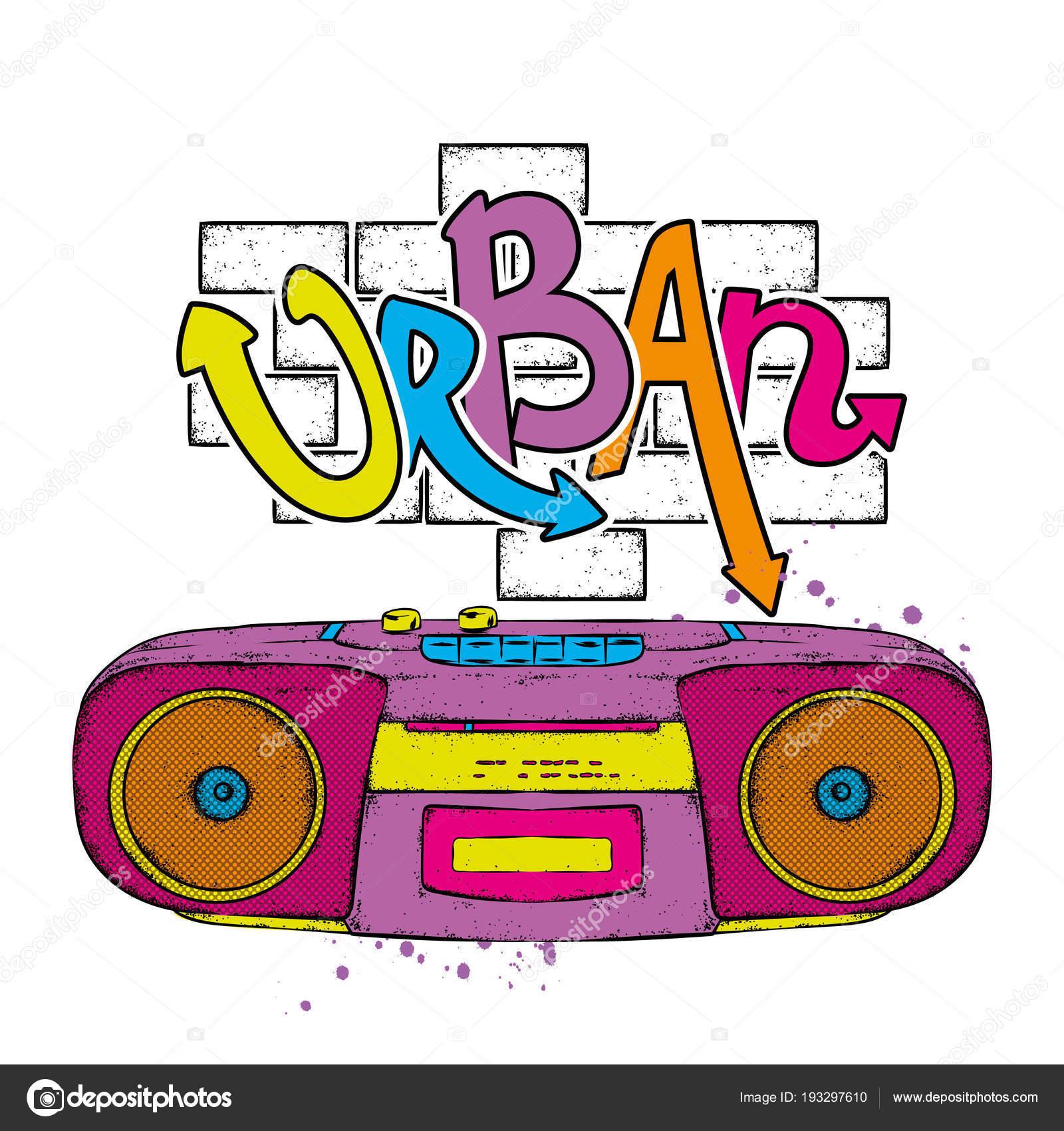 Multicolored Cassette Tape Recorder Vector Illustration