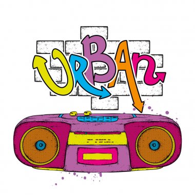 Çok renkli kaset kaset kaydedici 90 's dan. Vektör çizim. Müzik. Oyuncu.