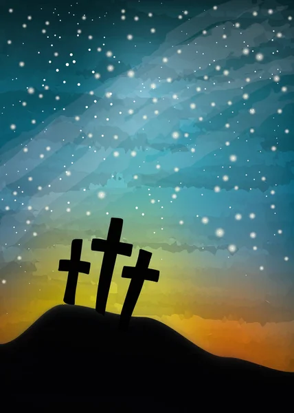 Cruces de árboles en el cielo nocturno — Vector de stock