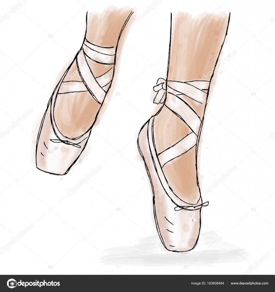 Pink ballerina shoes. Ballet pointe shoes with ribbon. — Stock Vector