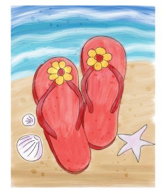 Yaz flip flop kum plaj.