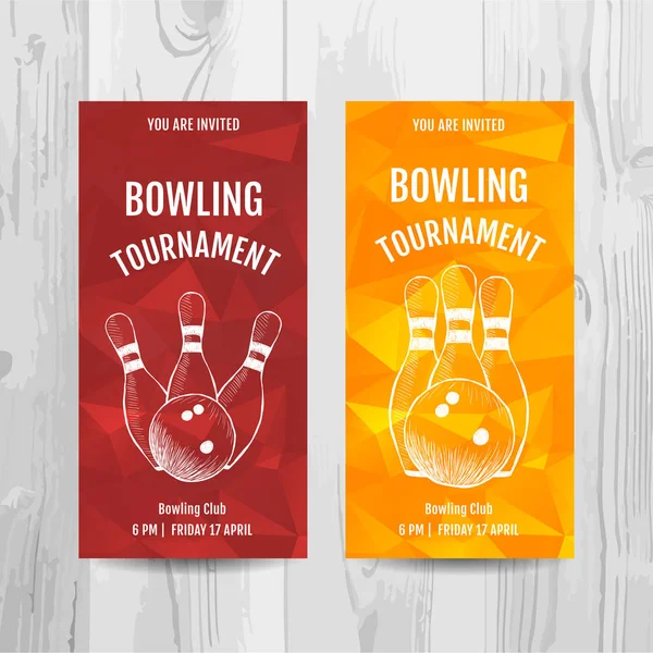 Bowling parti davetiye. Spor turnuva el ilanı. — Stok Vektör