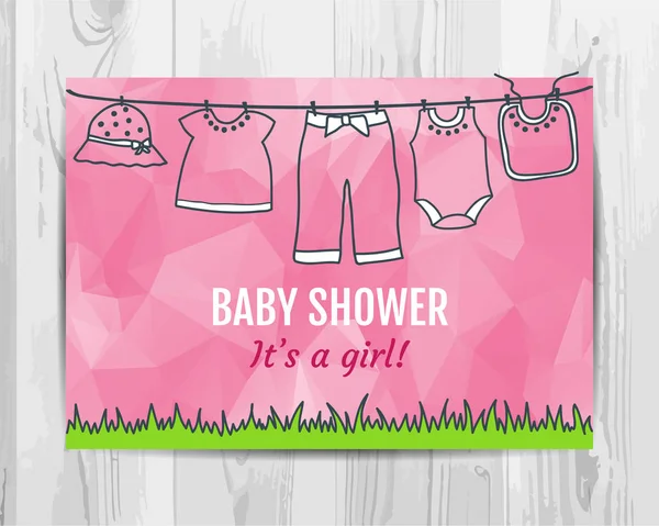 Baby girl shower invitation card. — Stock Vector
