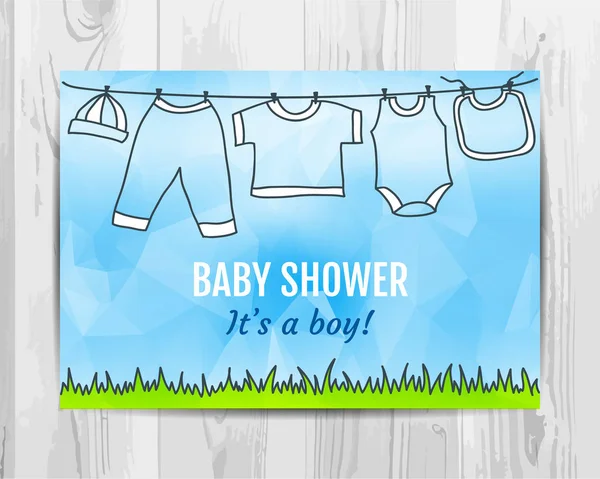 Tarjeta de invitación Baby boy shower . — Vector de stock