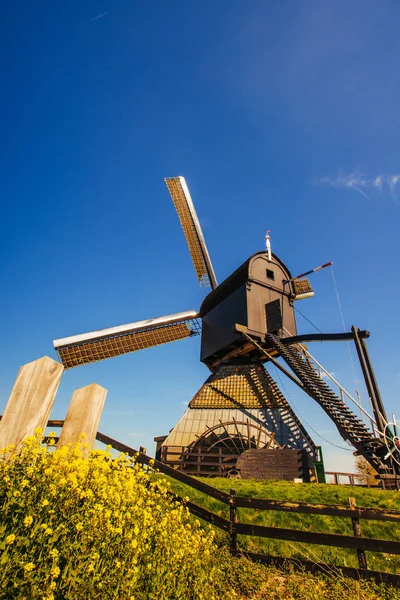 Traditionella Holländska Väderkvarnar Från Kanal Rotterdam Holland — Stockfoto