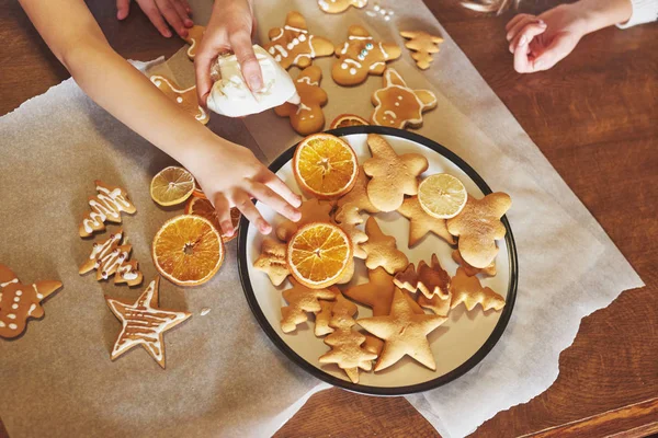 Galletas Miel Navidad Con Naranja Feliz Año Nuevo —  Fotos de Stock