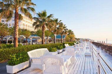 Amara Dolce Vita Lüks Oteli 'nde yürüyüş ve spor için güzel bir set. Alanya Türkiye.