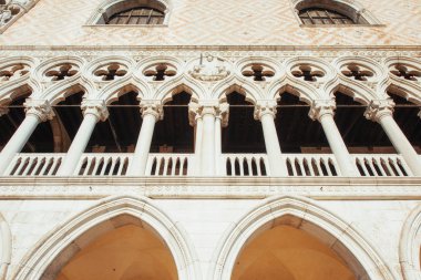 Aziz Mark Meydanı Piazza San Marco ve Venedik 'teki Campanile Çan Kulesi. İtalya