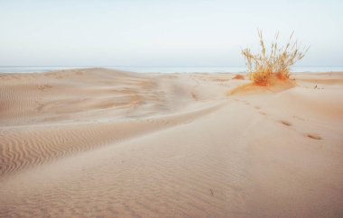 Türkiye 'de gizemli çöl üzerinde renkli gün batımı.