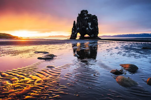 Spectacular Rock Sea Northern Coast Iceland Legends Say Petrified Troll — Stock Photo, Image