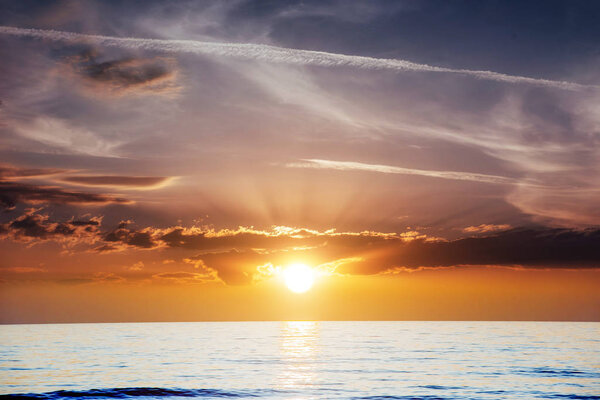 orange sunset over the sea. Beauty world