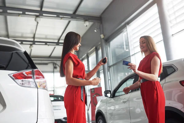 Auto Business Car Sale Deal Gesture People Concept Close Dealer — Stock Photo, Image