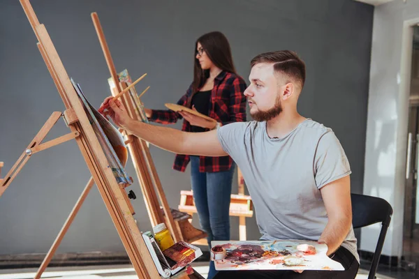 Artists Paint Pictures Studio Creative Artists Have Designed Colorful Picture — Stock Photo, Image