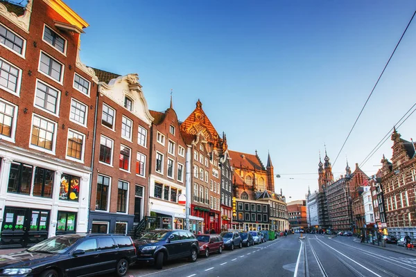 Amsterdã Capital Cidade Mais Populosa Holanda Casas Cênicas Pôr Sol — Fotografia de Stock