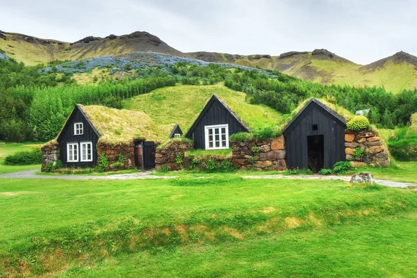 Malý Dřevěný Kostel Hřbitov Hofskirkja Hof Skaftafell Island Malebný Západ — Stock fotografie