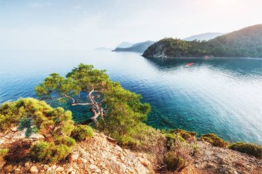 Akdeniz 'in mavi dalgası Akdeniz' de, Türk kıyılarında. Türkiye