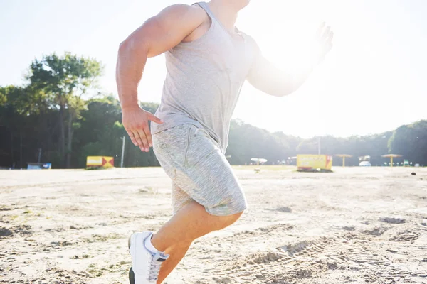 Outdoor Cross Country Running Early Sunrise Concept Exercising Fitness — Stock Photo, Image