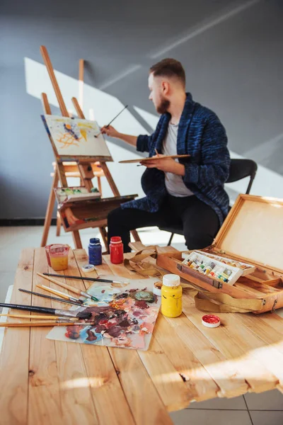 Artist Painting Picture Studio — Stock Photo, Image