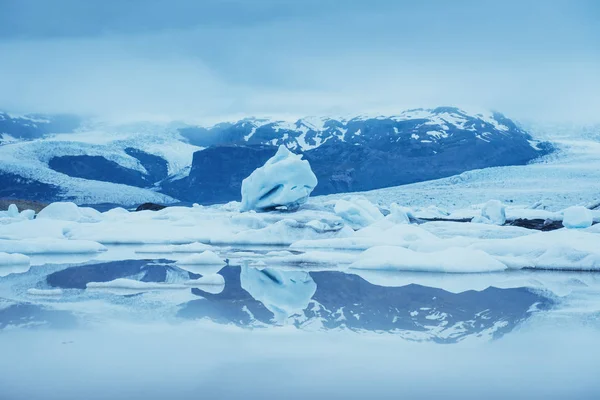 Lagoa Glaciar Jokulsarlon Fantástico Pôr Sol Praia Negra Islândia — Fotografia de Stock