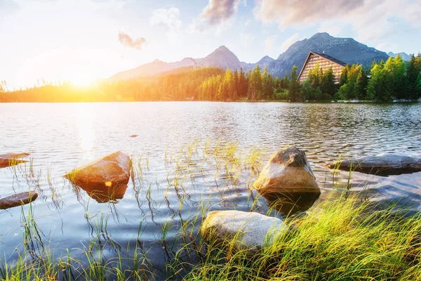 Sjön Štrbské Pleso Höga Tatra Mountain Slovakien Europa — Stockfoto