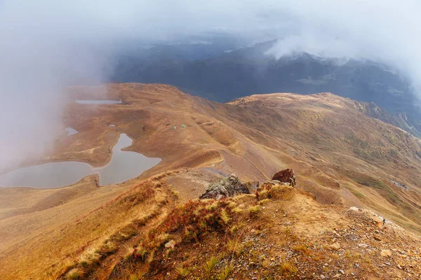 Niebla Gruesa Paso Montaña Goulet Georgia Svaneti Europa Montañas Del —  Fotos de Stock