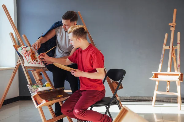 Group Students Painting Art Lessons — Stock Photo, Image